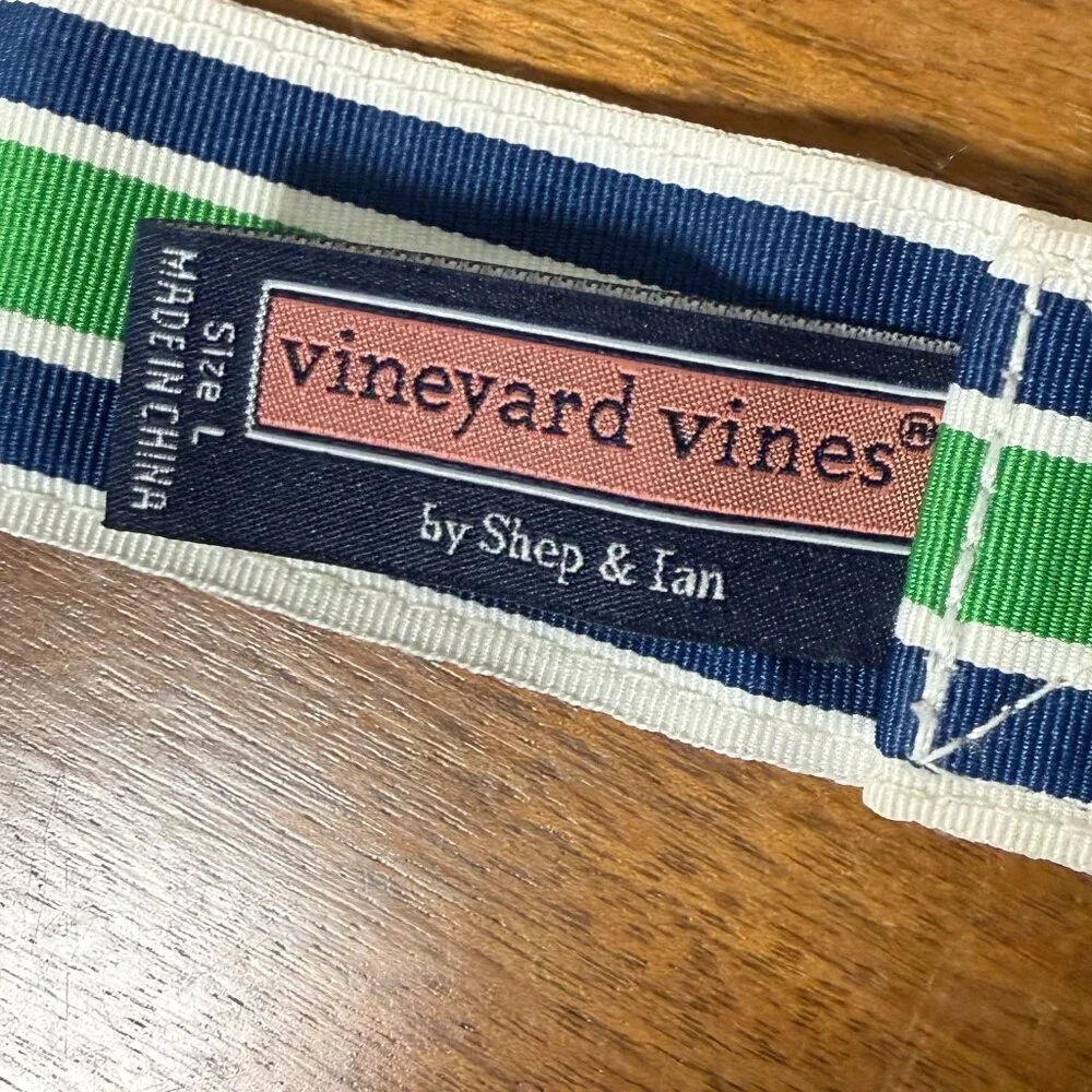 Green, Navy & White Canvas/Fabric Belt Size Large Vineyard Vines